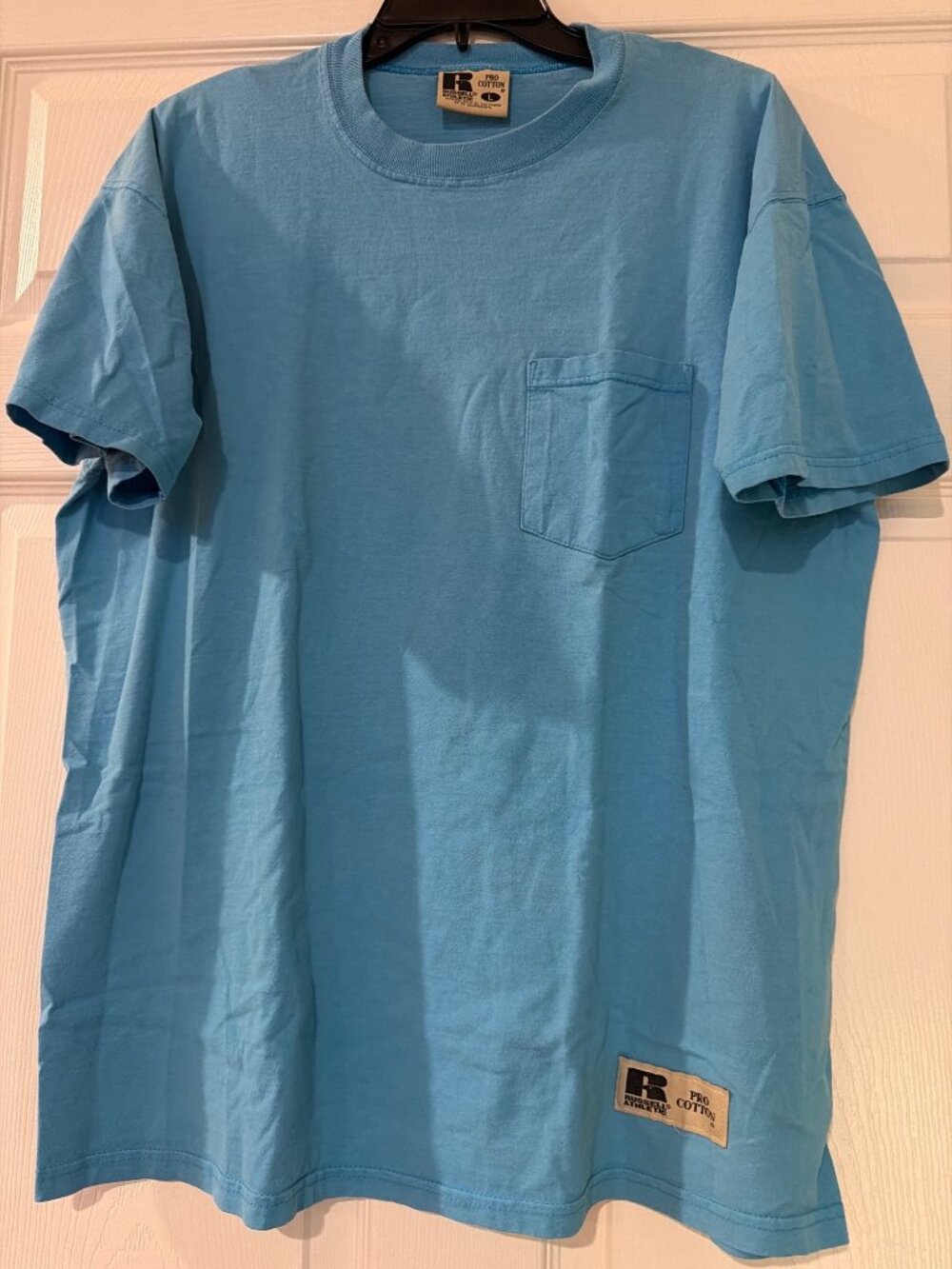 Russell Athletic Pro Cotton Blue Pocket T-Shirt L Made In El Salvador